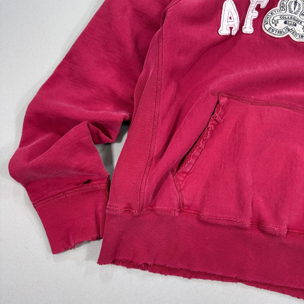 90s Abercrombie & Fitch Hoodie Men's Large Red AF 92 Streetwear Vintage Thrashed - Picture 5 of 10